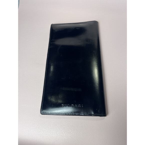 BVLGARI Black Leather Long Wallet Card Holder Organizer Made in Italy - Picture 1 of 4